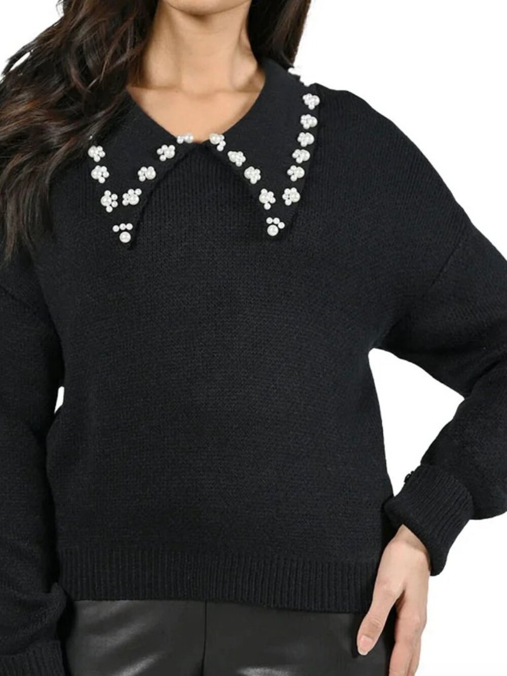 FRANK LYMAN women's knit sweater with pearl XS